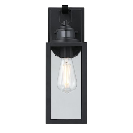 Westinghouse Fixture Wall Outdoor 60W Motion Sensor Victoria, Matte Black Clear Glass 6122600